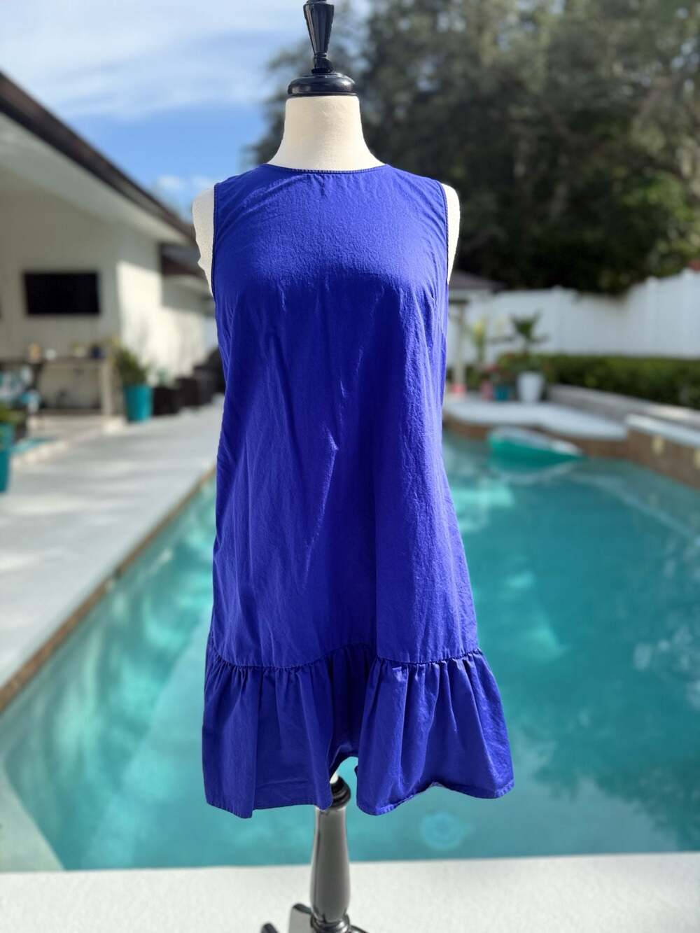 J.Crew Sleeveless Ruffle-Hem Mini Dress with Bow-Back Detail